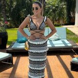 Striped Knitted Beach Skirt Sets